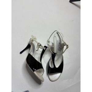 Comme il Faut Tango Heels Women 6.5 EU 37 White Black Stiletto Leather Sole 4"